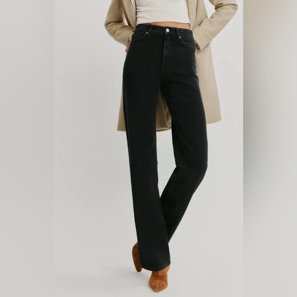 Reformation Wilder Black Wide Leg High Rise Jeans Size 26 - Picture 3 of 12